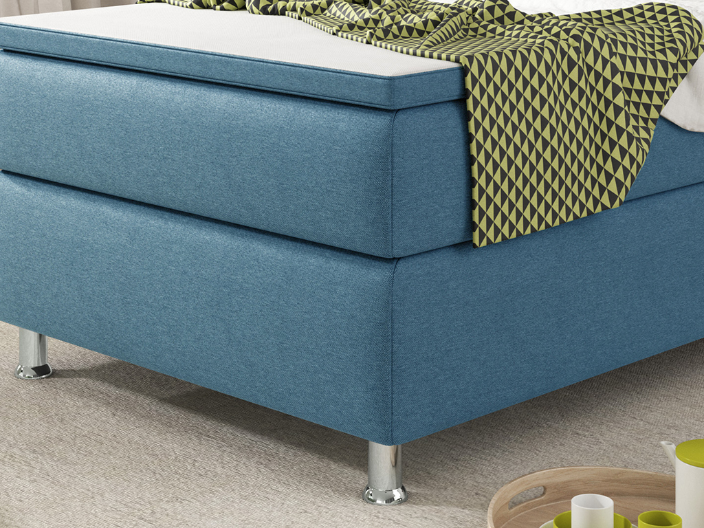 IHG Boxspringbett Köln 90x200 Webstoff Blau