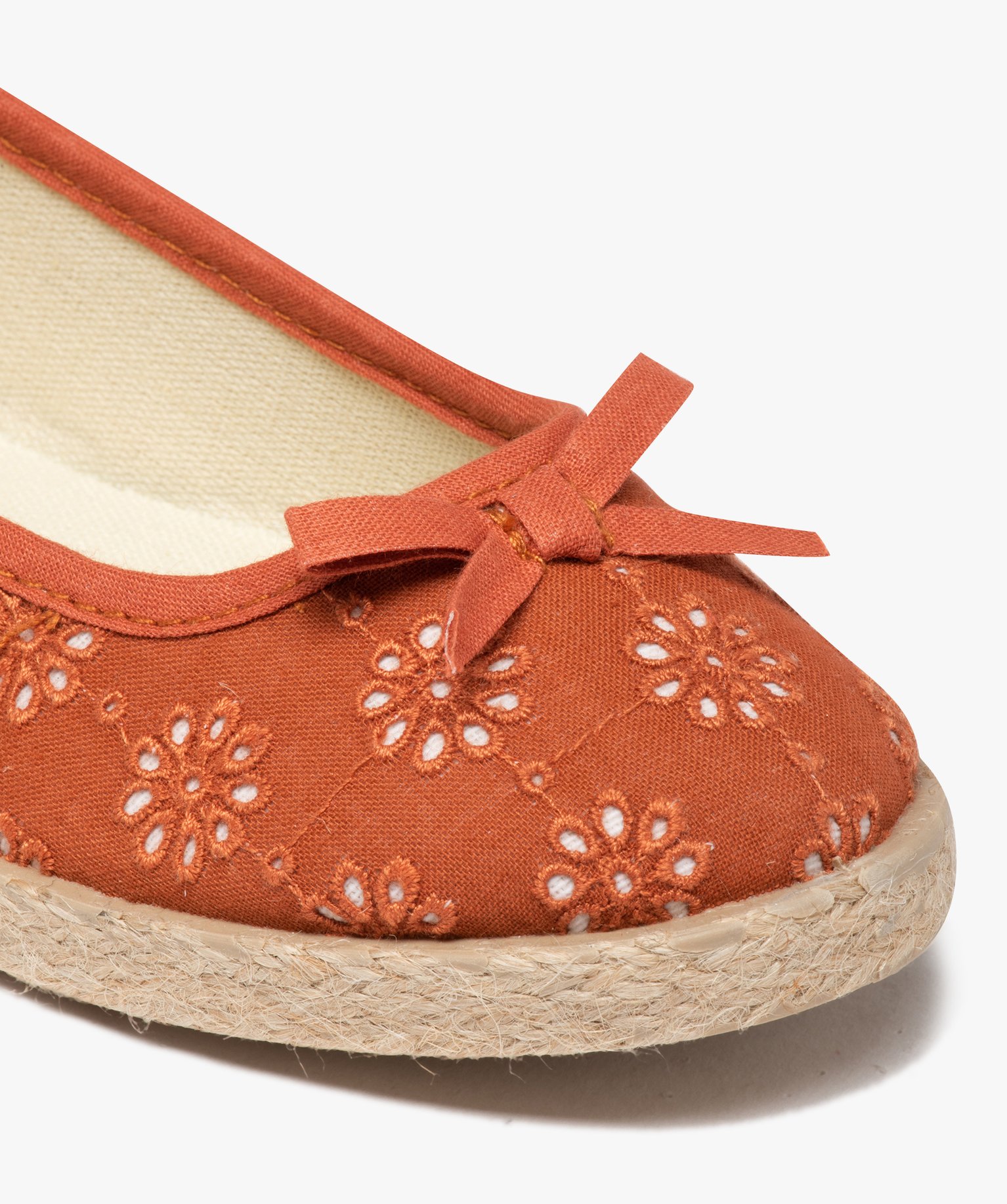 Ballerines fille dessus toile et semelle corde rouge | GEMO