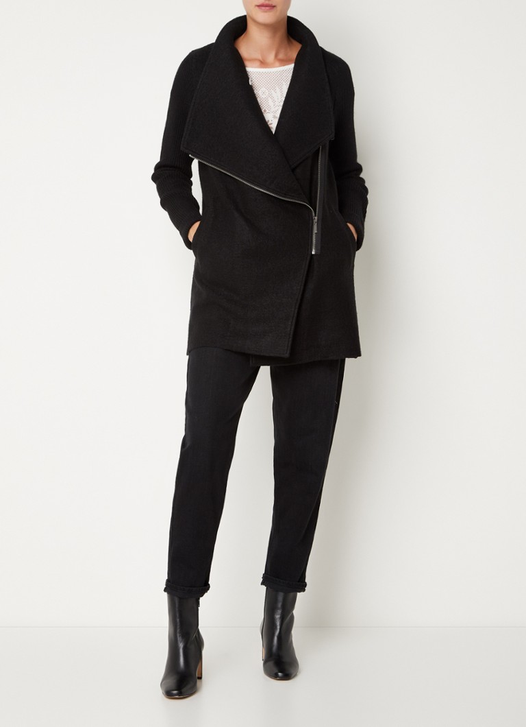 Phase Eight Byanca fine knitted wool blend coat with zipper detail