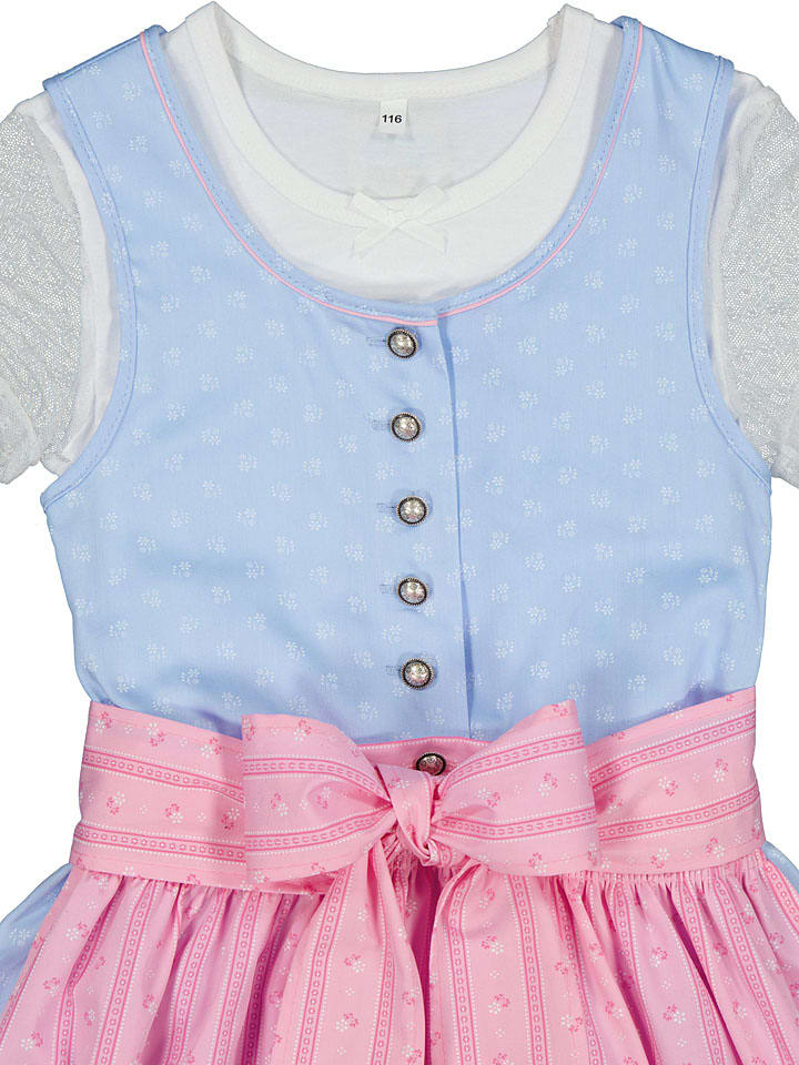 Turi Landhaus Dirndl in Hellblau/ Rosa günstig kaufen