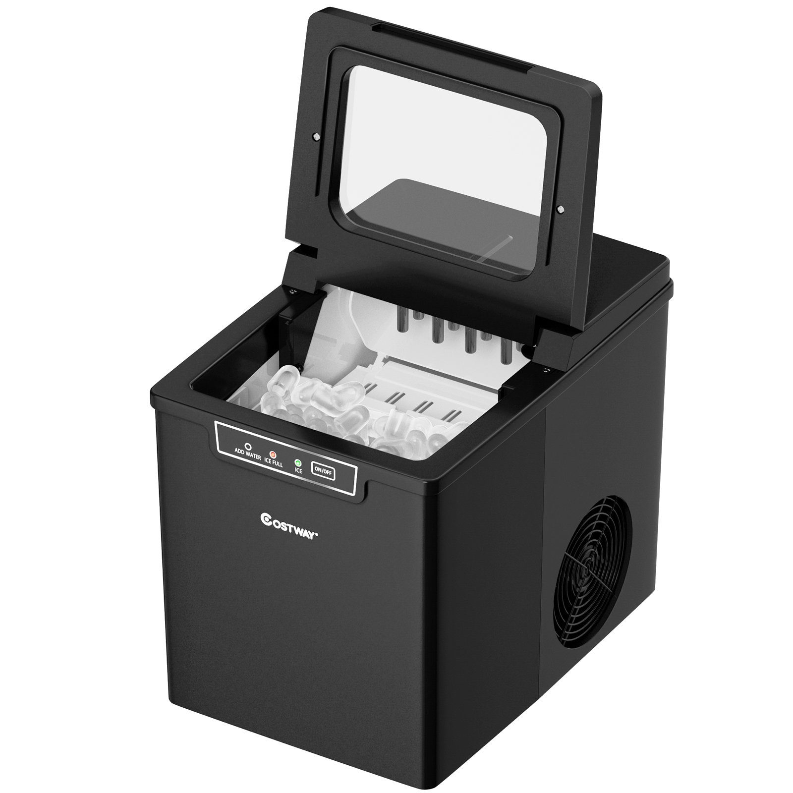 COSTWAY Eiswürfelmaschine, 9 Eiswürfel in 8 min, 12kg in 24H, 1,85L Tank
