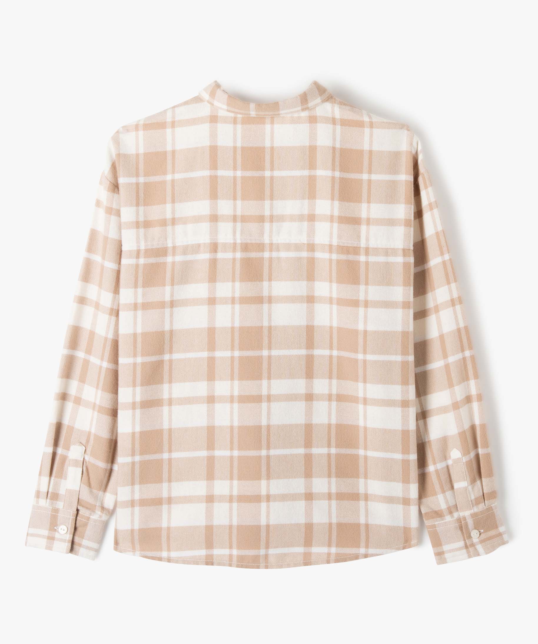 Chemise fille à carreaux en flanelle beige | GEMO