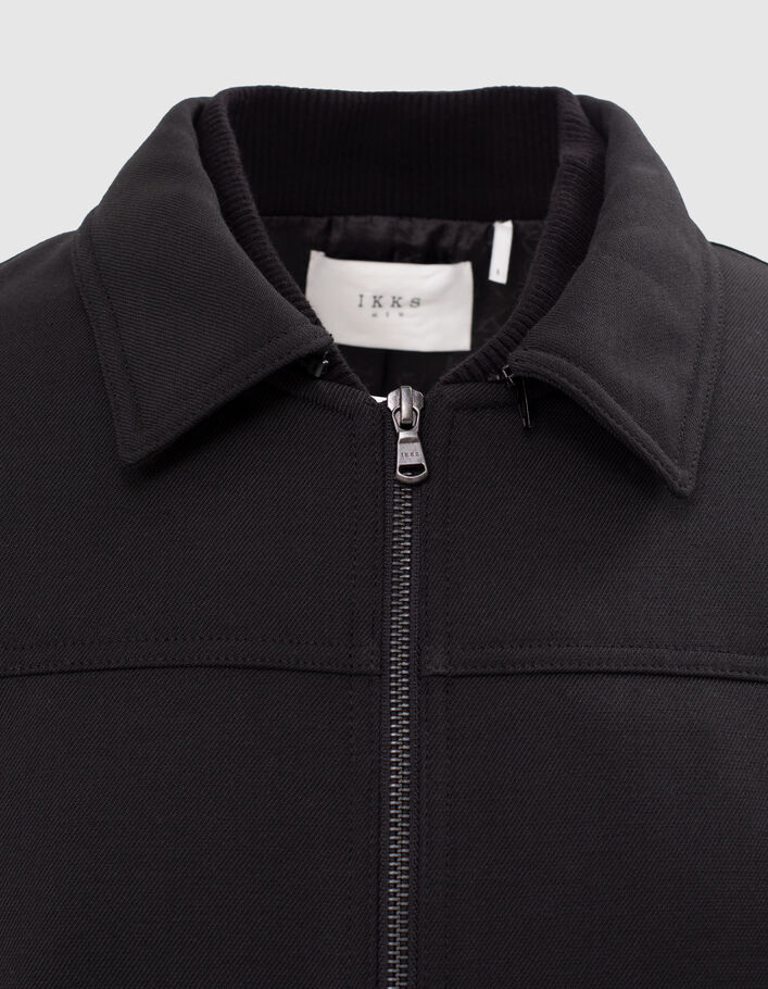 Blouson noir forme bomber à double col Homme