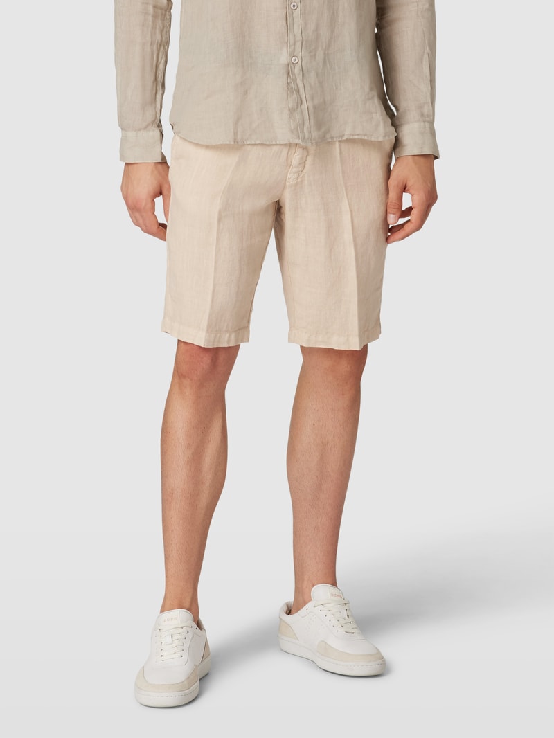 Bermudas aus Leinen mit französischer Eingrifftasche in beige