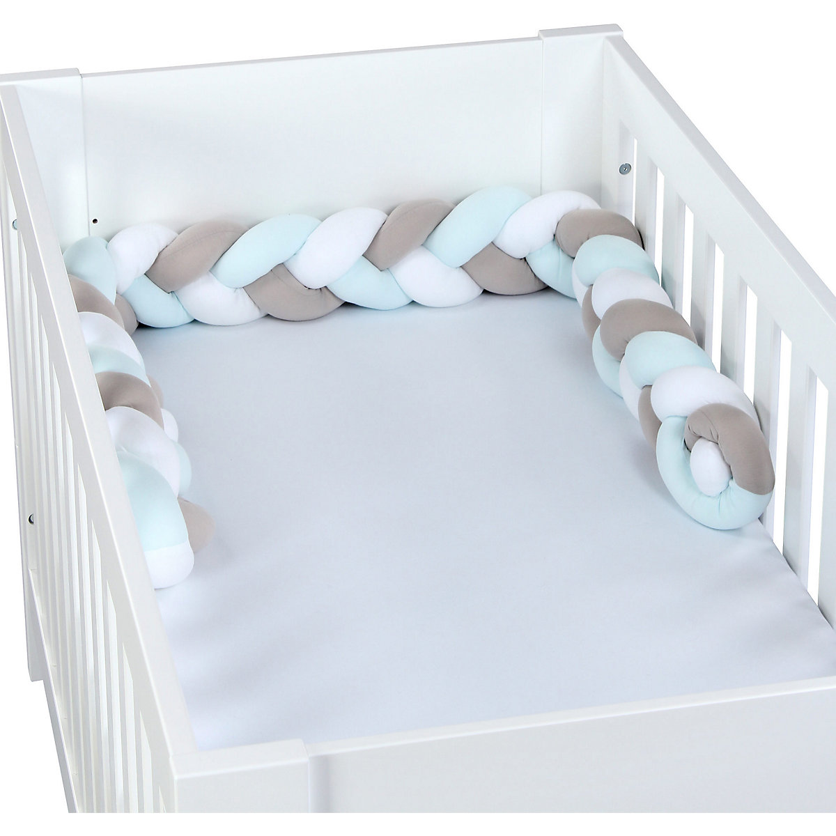 Nestchenschlange babybay, geflochten, weiß/aqua, 200 cm