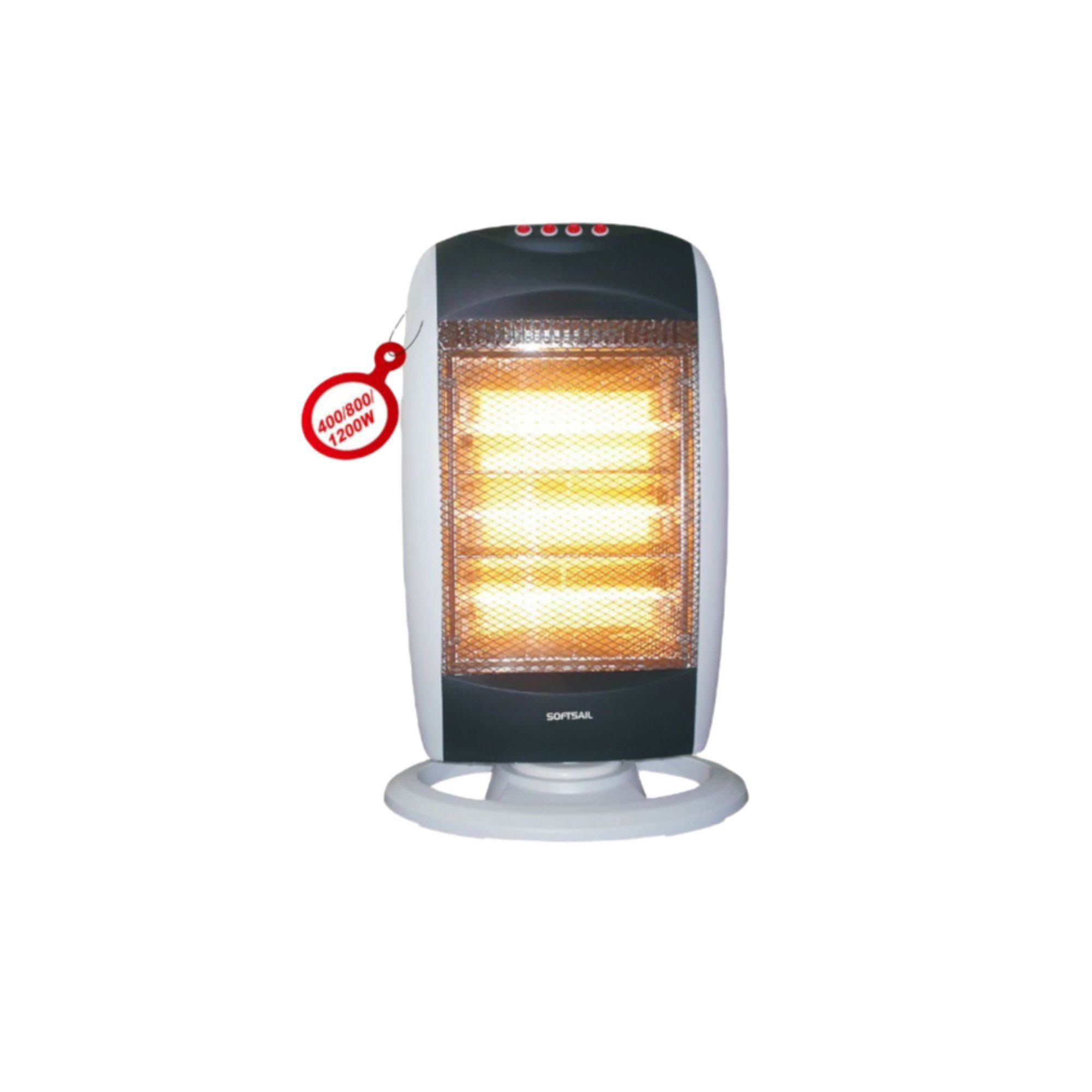 Softsail Heizstrahler Elektrischer Heizstrahler 1200W – Stand Heizstrahler - 3 Heizstufen (400W/800W/1200W), 1200 W