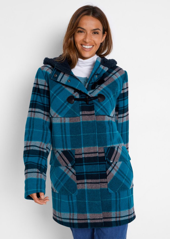 leicht wattierter Dufflecoat mit Kapuze