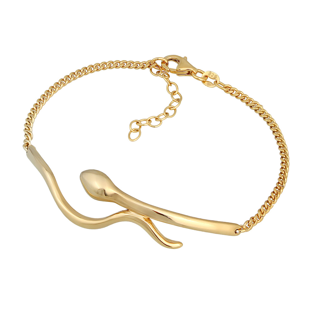 Elli Elli Bracelet Femmes Snake Curb Chain Boho Trend Ajustable en Argent Sterling 925 Bracelet