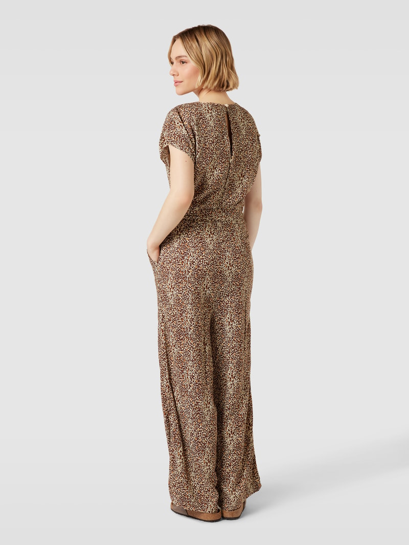 Jumpsuit aus reiner Viskose mit Animal-Print Modell 'Joella' in schwarz
