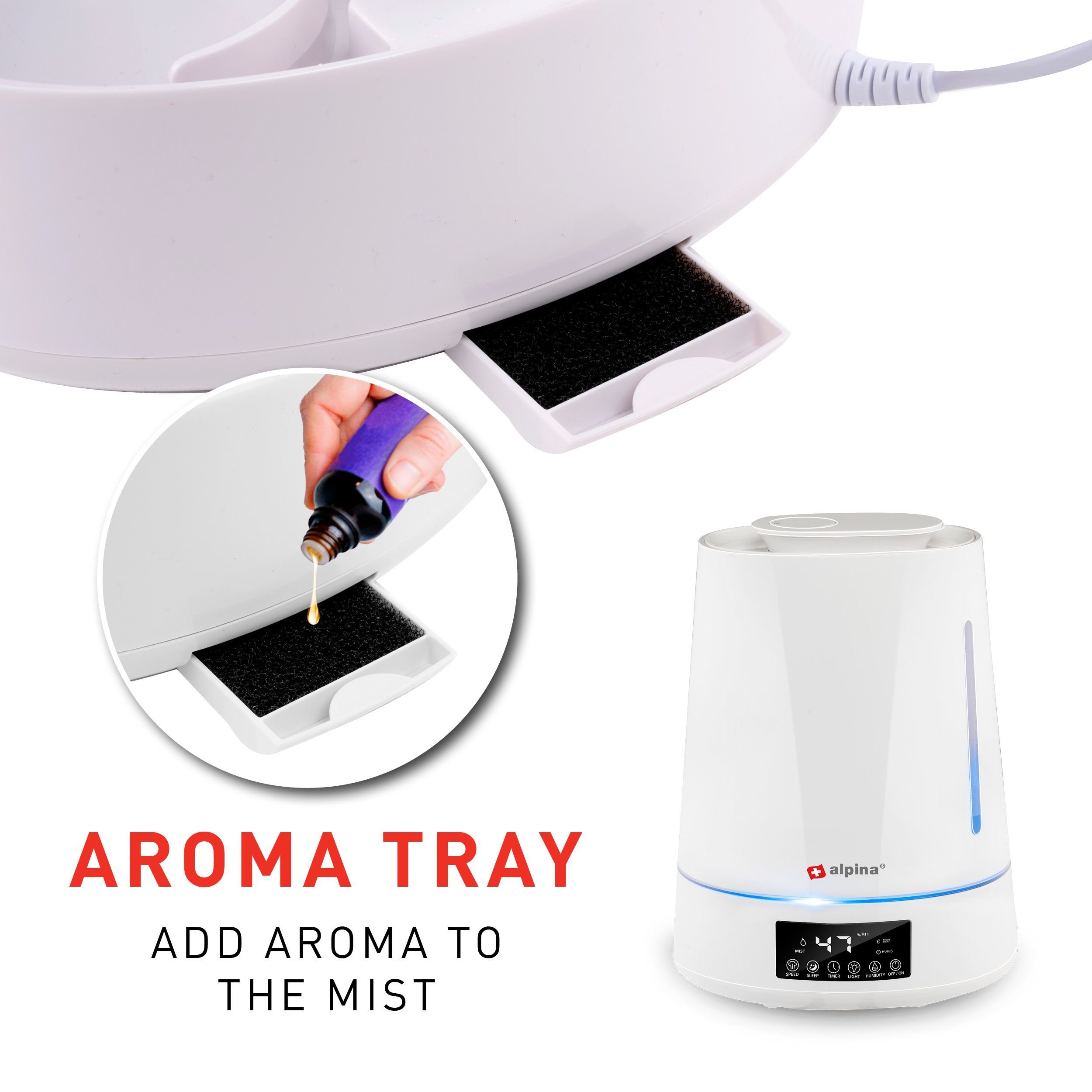 Grundig Luftbefeuchter Luftbefeuchter 4L Aroma Diffuser Raumbefeuchter Aroma Diffusor Raum, 4,00 l Wassertank, Raumbefeuchter Raumluftbefeuchter Befeuchter, Nachtlicht, Humidifier