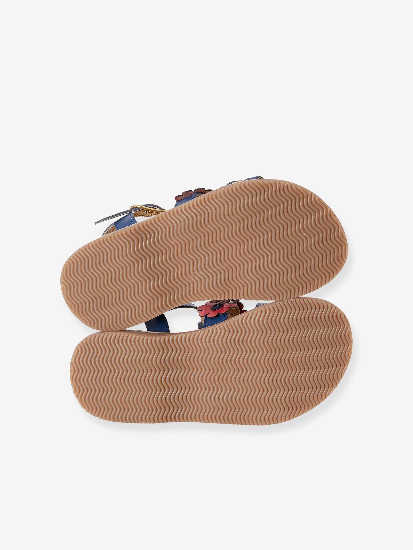 Vertbaudet Mädchen Klett-Sandalen, Anzieh-Trick - braun/marine