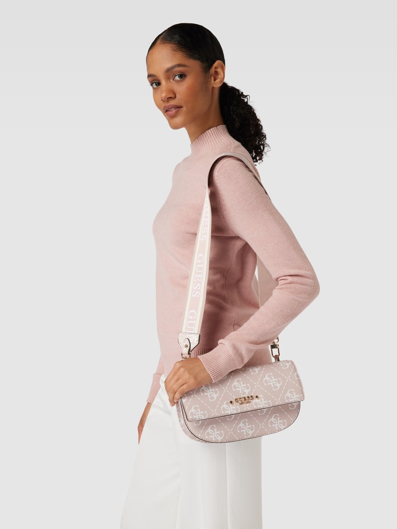 Saddle Bag mit Label-Applikation Modell 'REA' in rosa