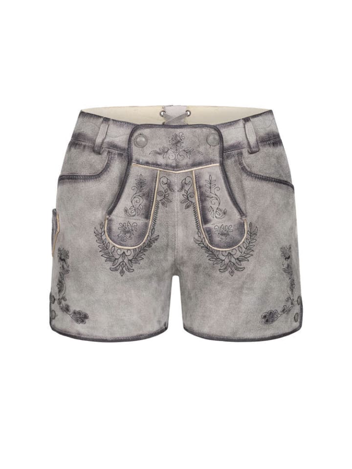 Nübler Lederhose Hotpant Tiana in Silber günstig kaufen