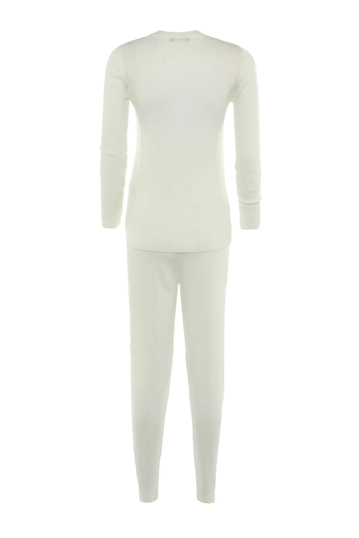 Trendyol Collection  Ecrufarbenes Strickoberteil und -unterteil mit detailliertem Strickmuster TWOAW23AU00041