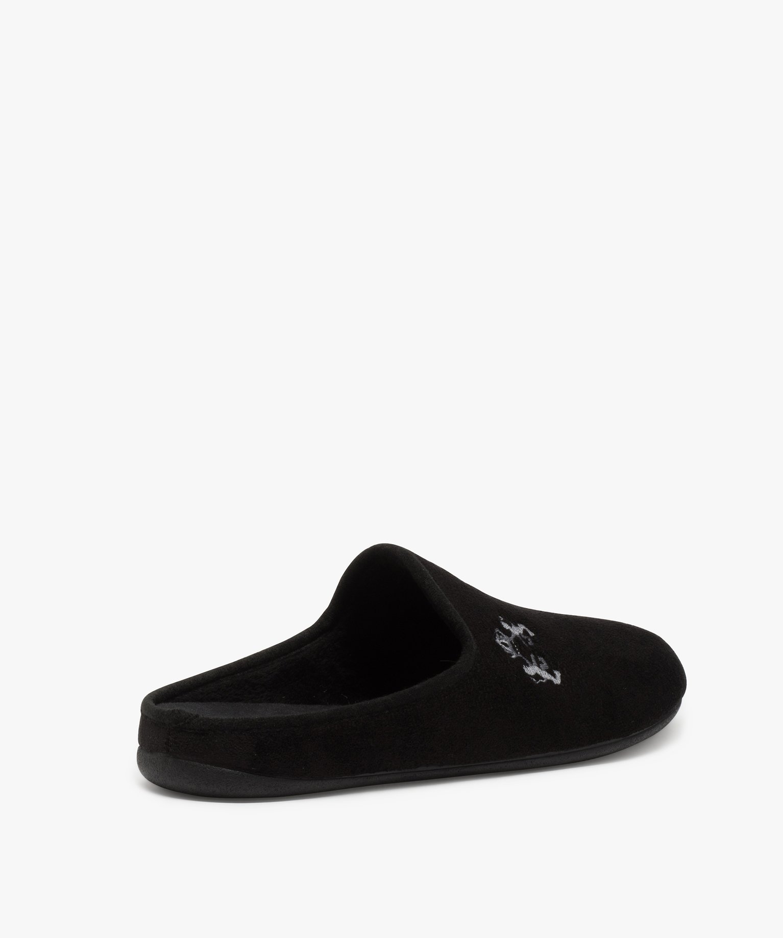 Chaussons homme en forme de slippers unis avec broderie | GEMO