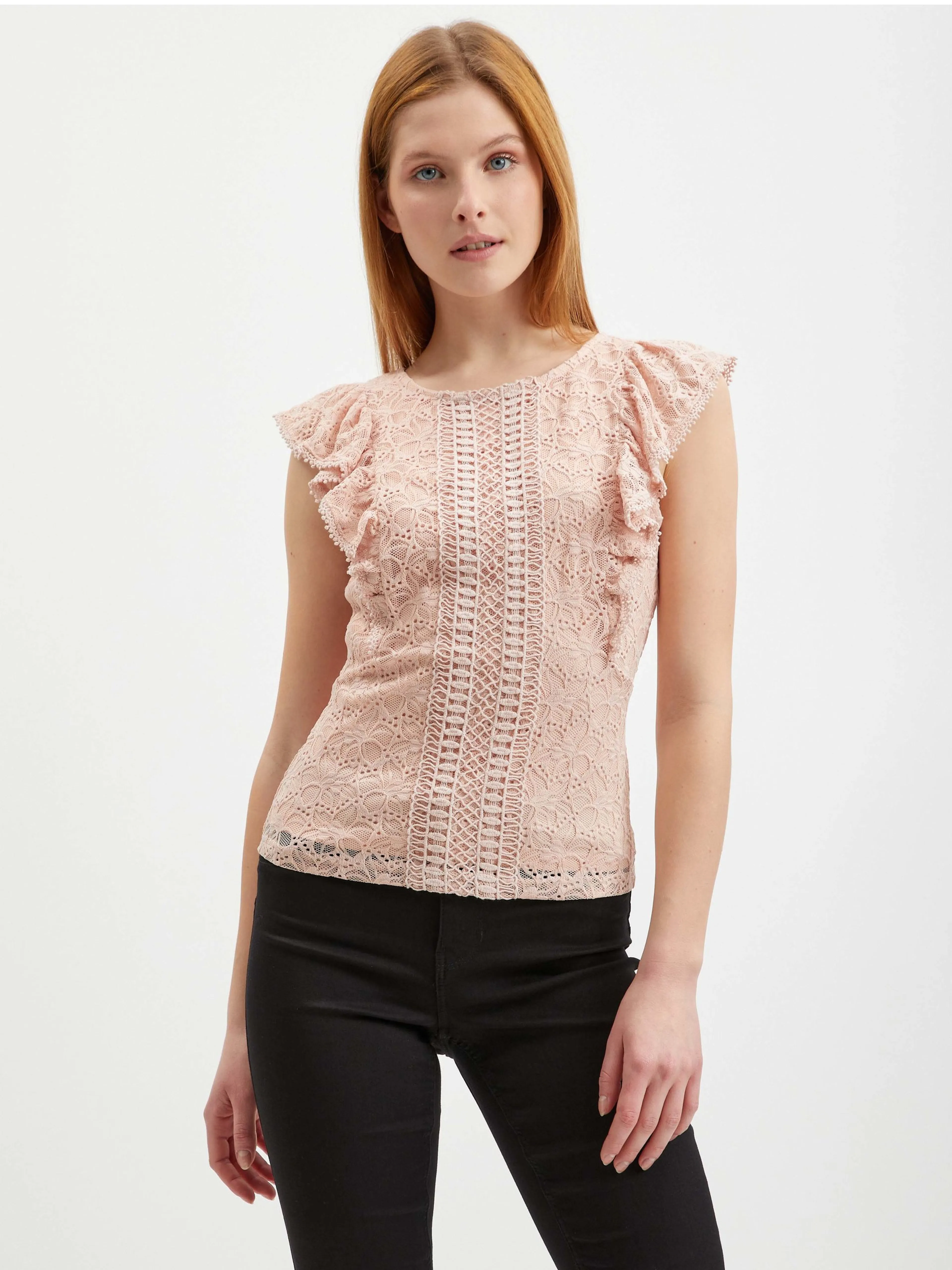 Hellrosa Damen-Spitzenbluse ORSAY