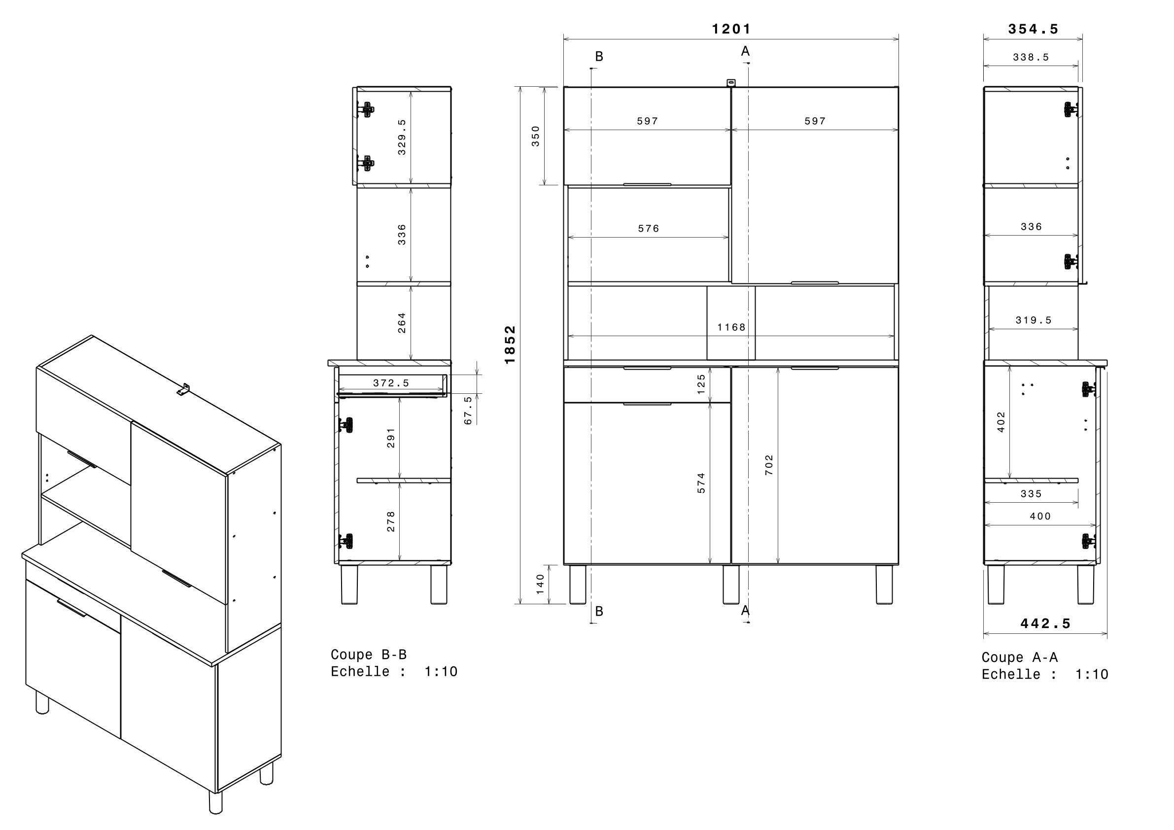 Faizee Möbel Küchenbuffet Buffetschrank Parisot Buffet Set Urban 2 Hochglanz Grau Küchenmöbel (2-St)