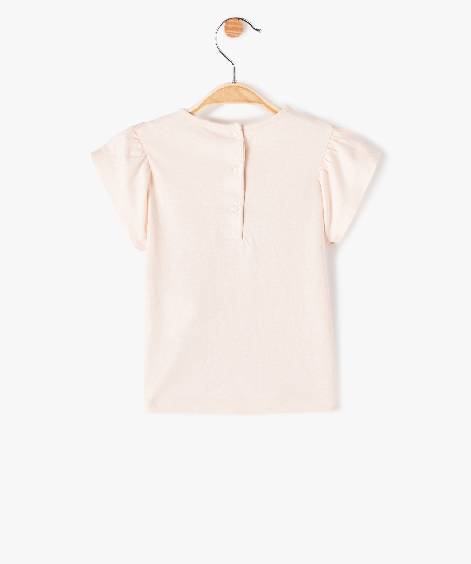 Tee-shirt bébé fille imprimé à manches volantées rose | GEMO