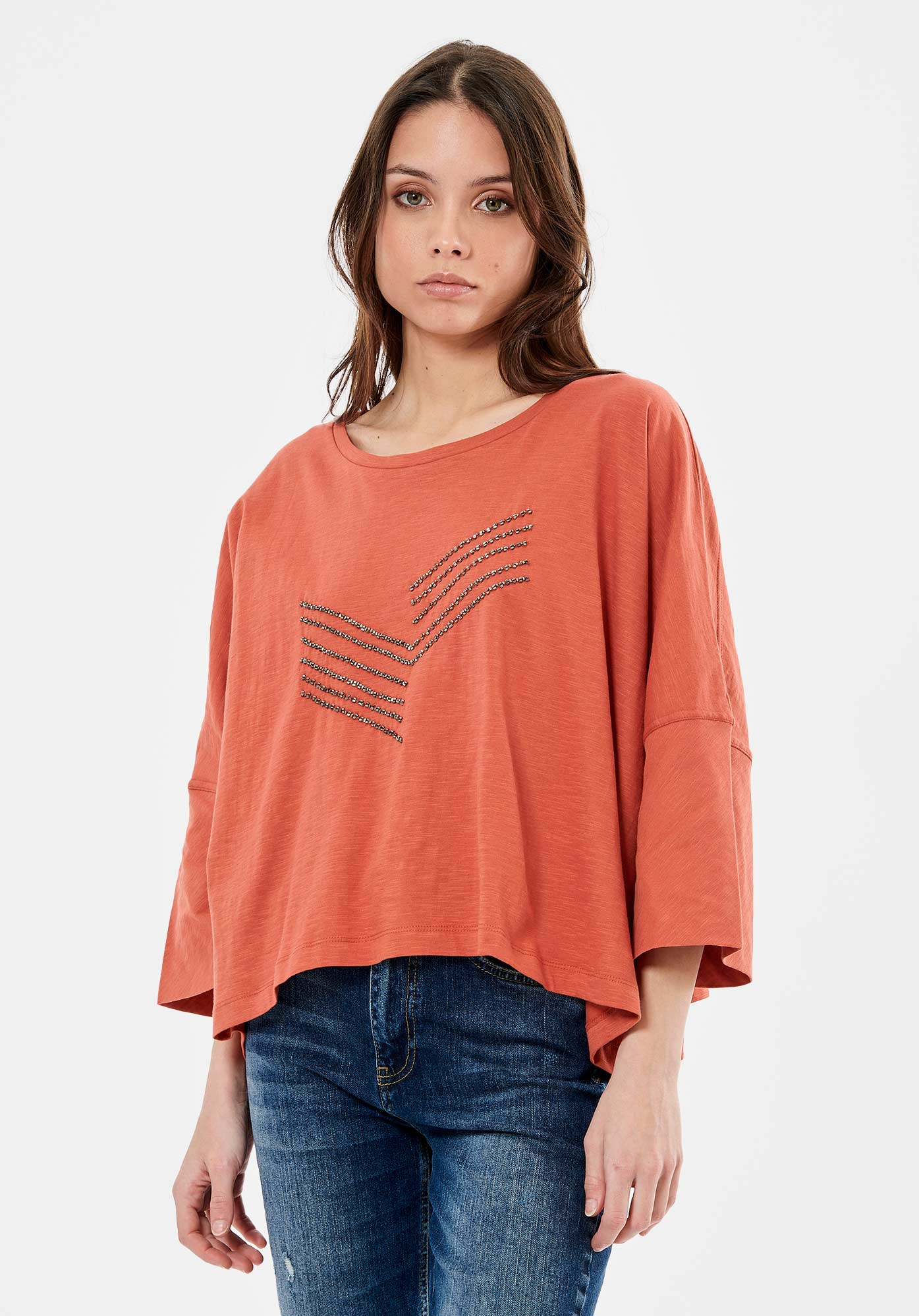 LEXI   T-shirt orange Femme 100% coton