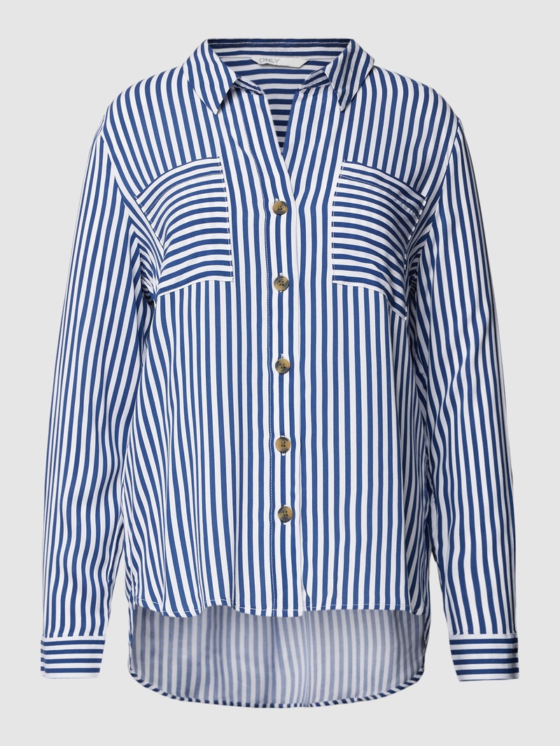 Bluse aus Viskose mit verlängertem Rücken Modell 'YASMIN' in blau