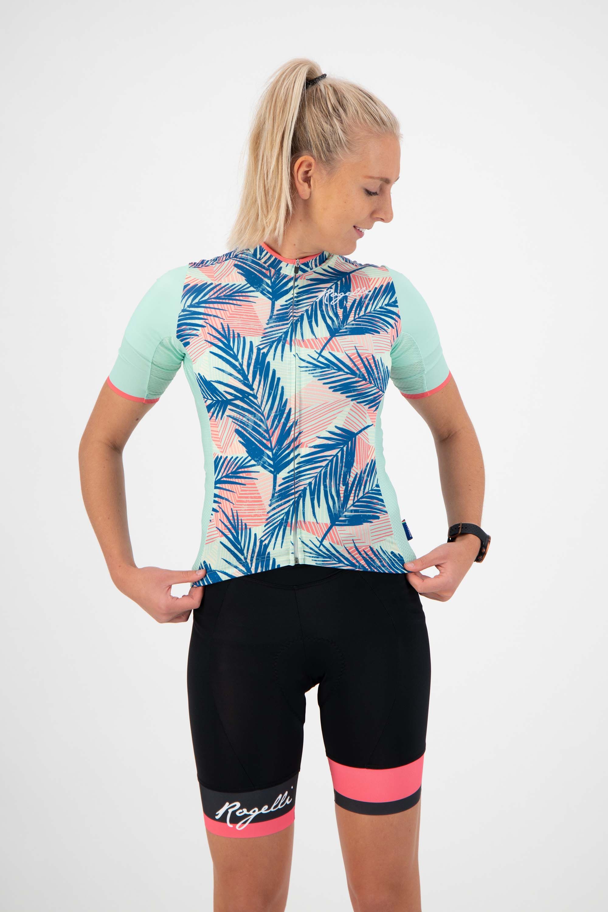 Rogelli Leaf Mint/Koralle Damen Radtrikot Kurzarm