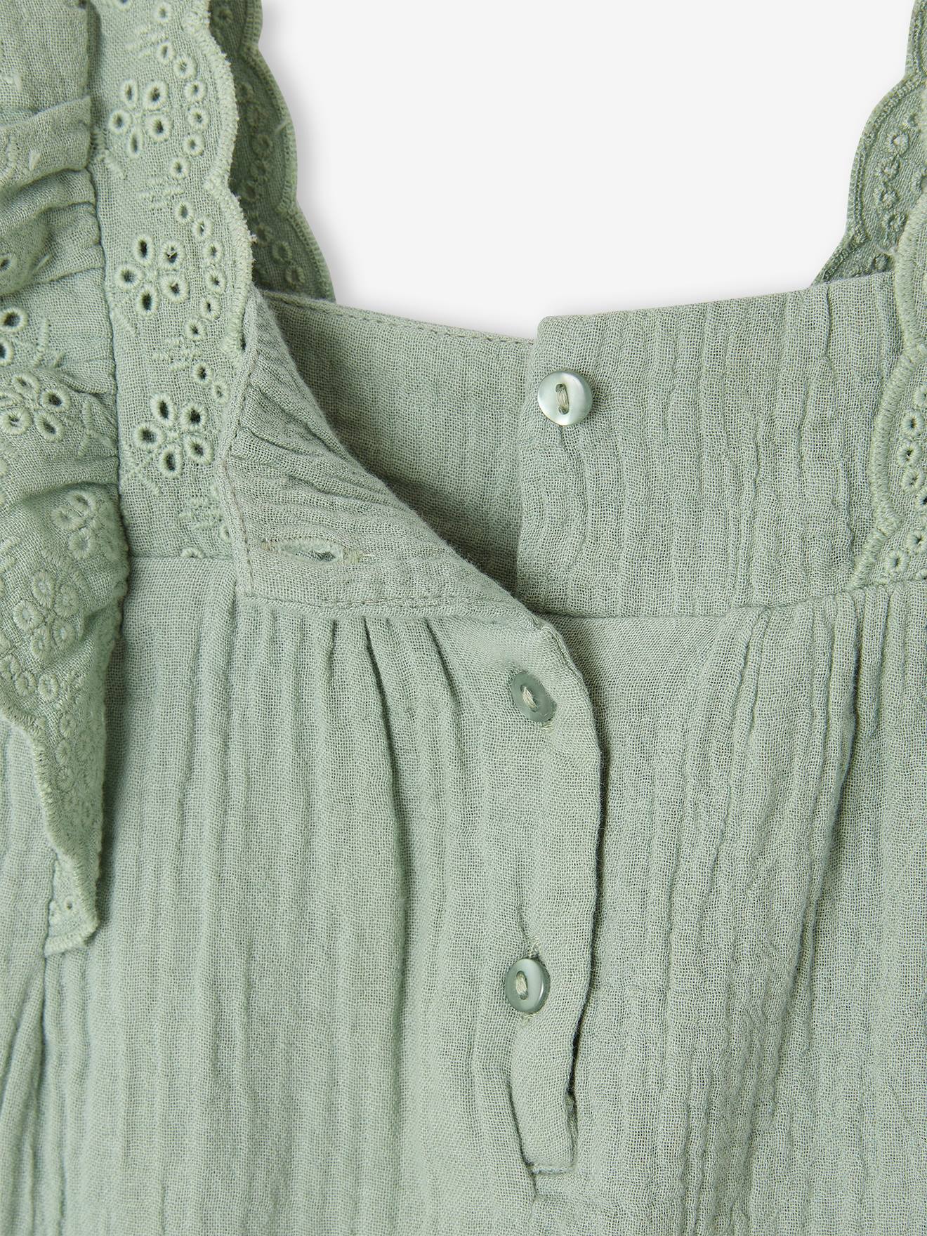 Vertbaudet Mädchen Baby Sommer-Overall - salbeigrün