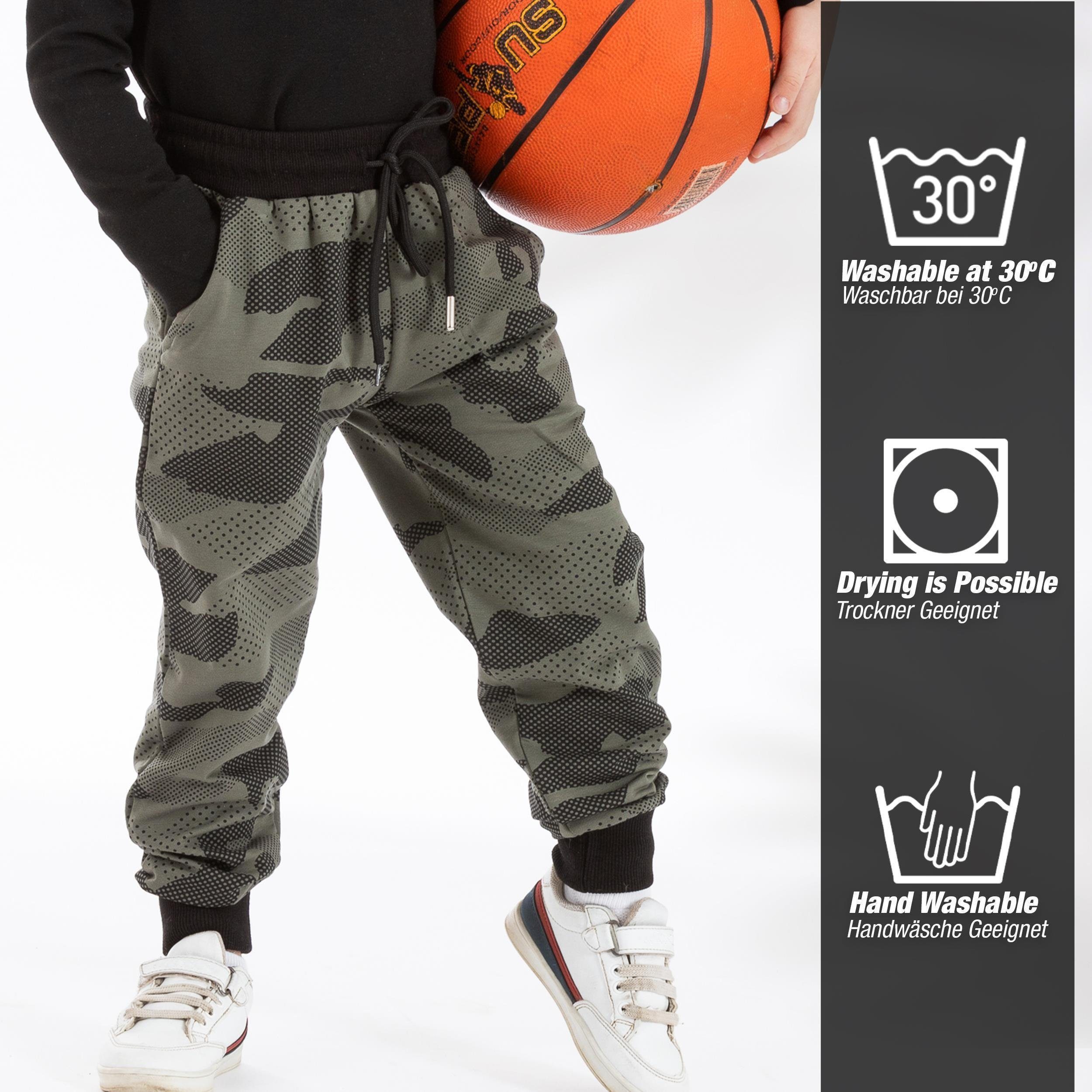 LOREZA Jogginghose Jungen Mädchen Camouflage Hose Trainingshose Jogginghose Freizeithose (1-tlg)