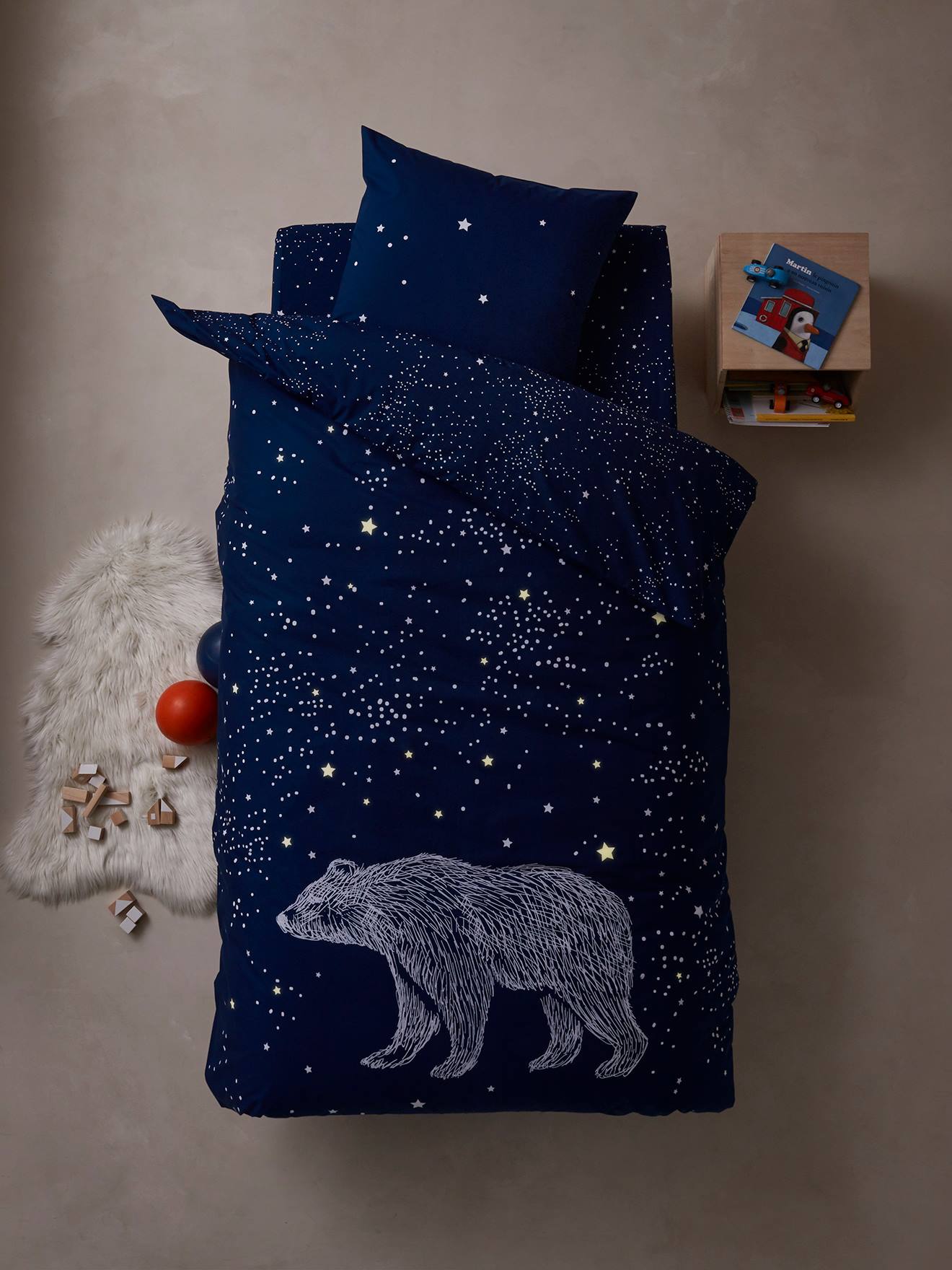 Vertbaudet Kinder Bettwäsche-Set POLARSTERN mit Eisbär - dunkelblau