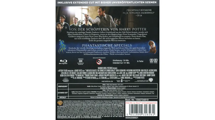 Phantastische Tierwesen - Grindelwalds Verbrechen  (inkl. Extended Cut)