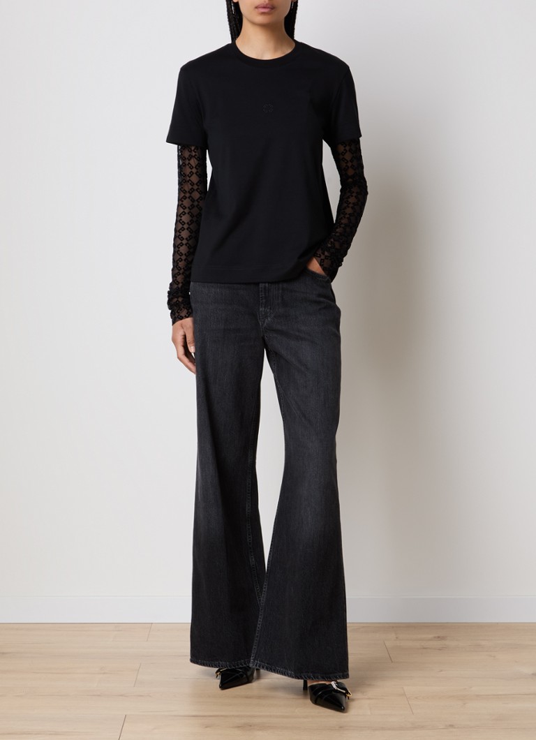 Ημιδιάφανο μακρυμάνικο μπλουζάκι Givenchy με τύπωμα λογότυπου flock