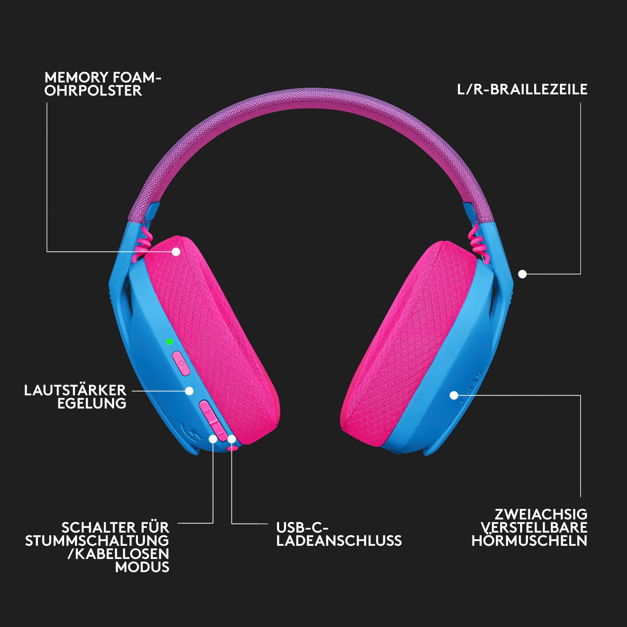 Logitech G G435 LIGHTSPEED Wireless-Headset (Bluetooth,18h Akku, Dolby Atmos, PC, PS4, PS5)