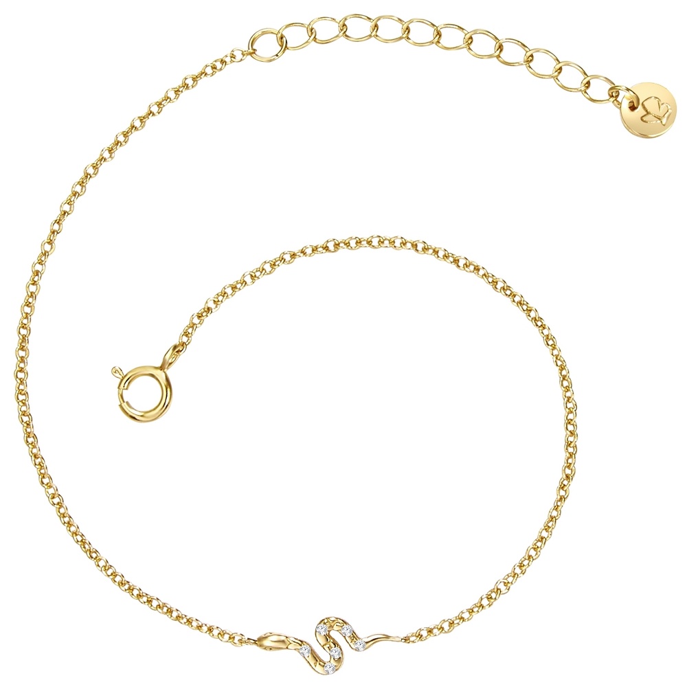 Glanzstücke München Bracelet en argent Serpent Argent sterling Oxyde de zirconium (CZ) en Or jaune Bracelet
