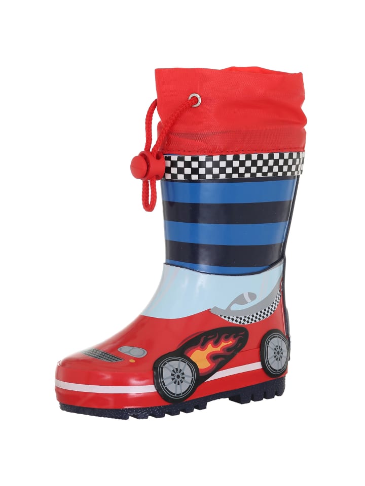 Playshoes Gummistiefel Rennwagen in Rot/Blau günstig kaufen