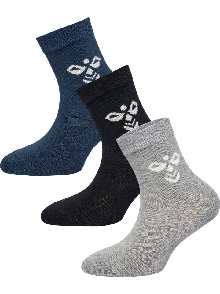 Hummel Hummel Sutton 3-Pack Kinder in BLACK/GREY MELANGE/BLUE NIGHTS günstig kaufen