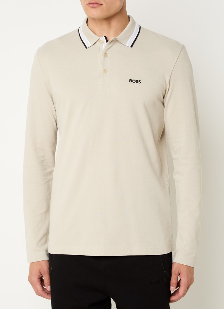 Polo HUGO BOSS Plisy de corte regular em algodão piqué com logotipo.