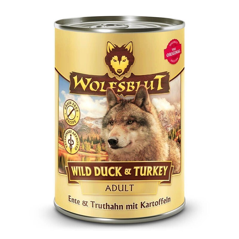 WOLFSBLUT Hundenassfutter WOLFSBLUT Adult Wild Duck & Turkey 6x395g