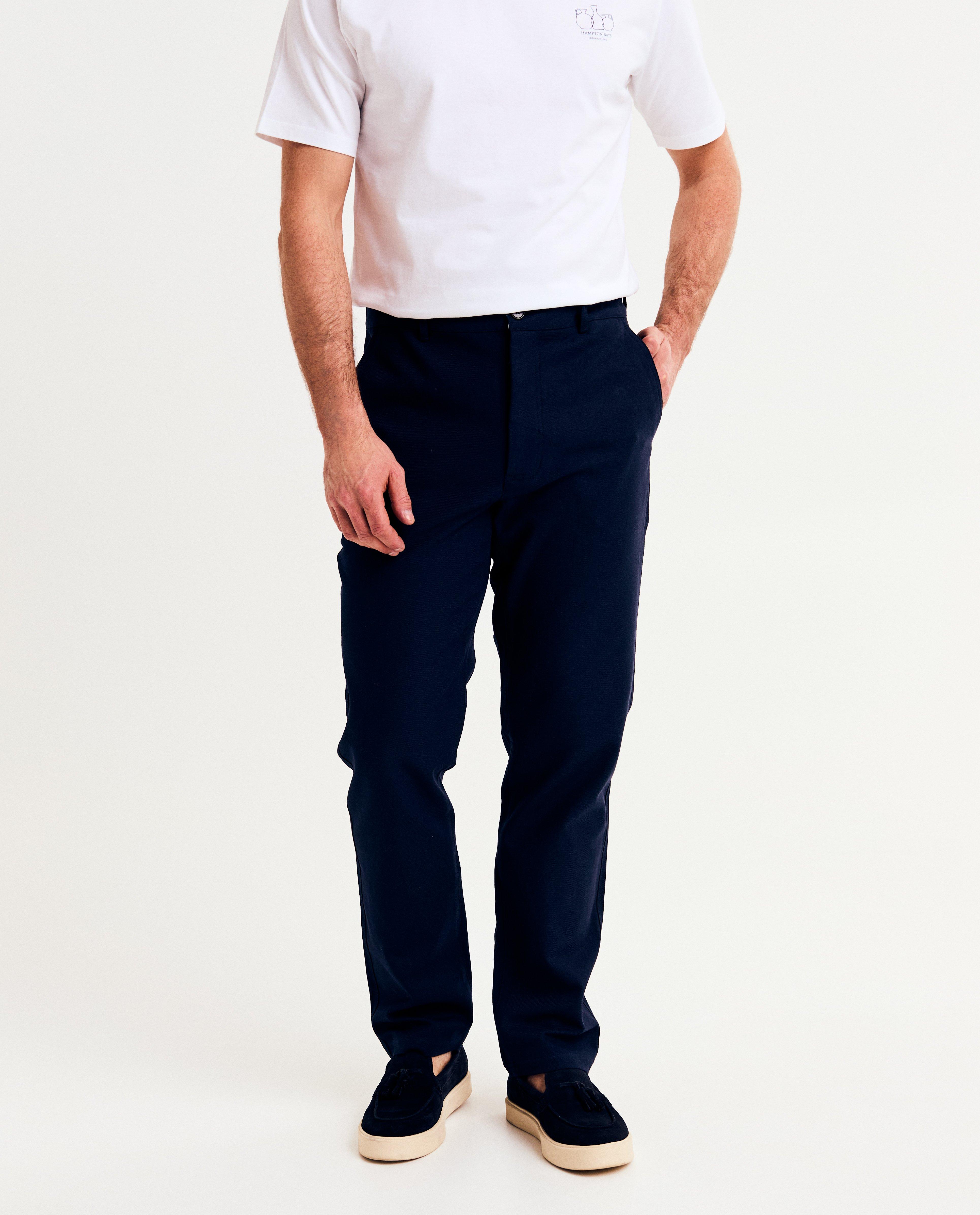Pantaloni Hampton Bays albastru închis, croială dreaptă, albastru închis