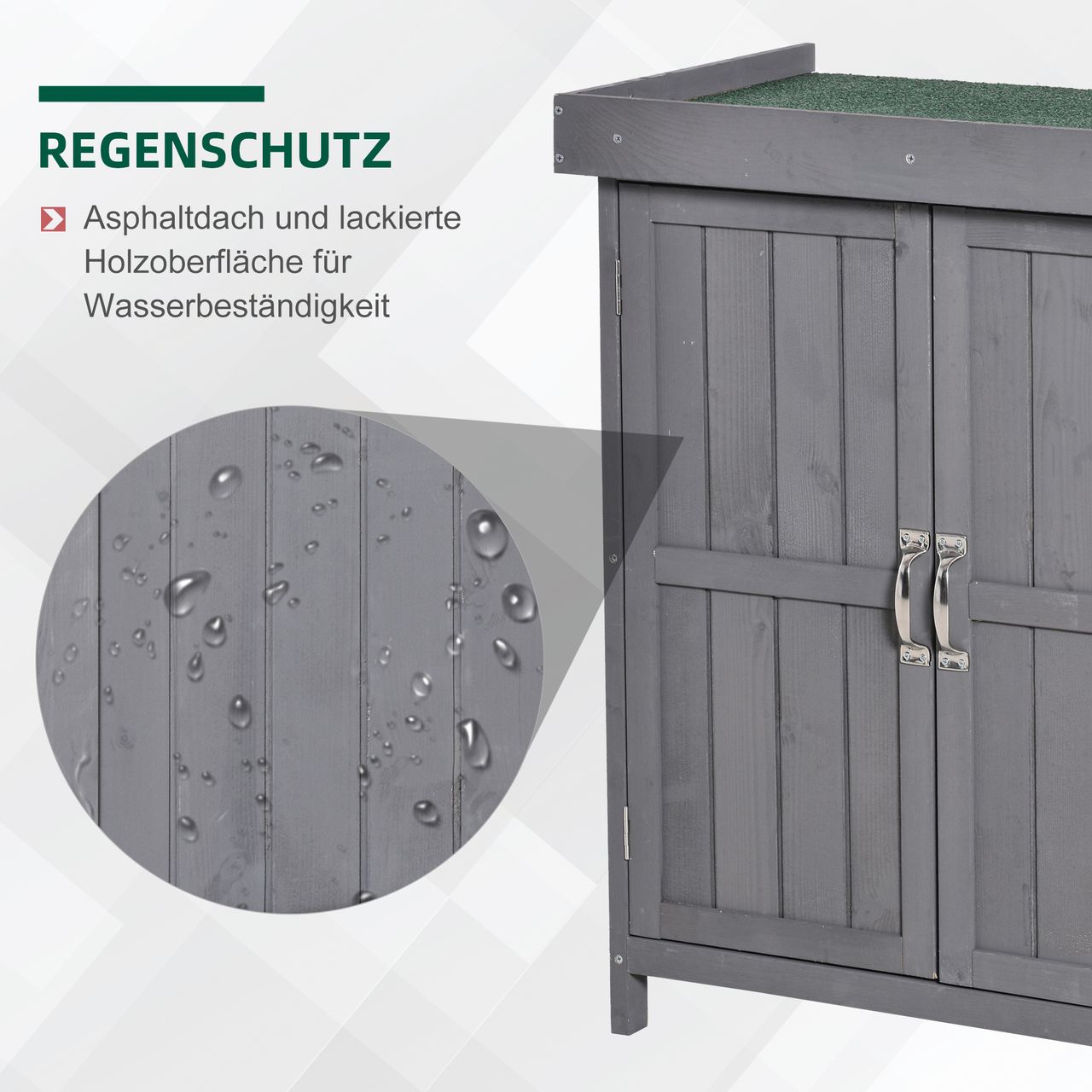 Outsunny Geräteschrank Geräteschuppen Holzschrank 2 Fächer Tannenholz Grau