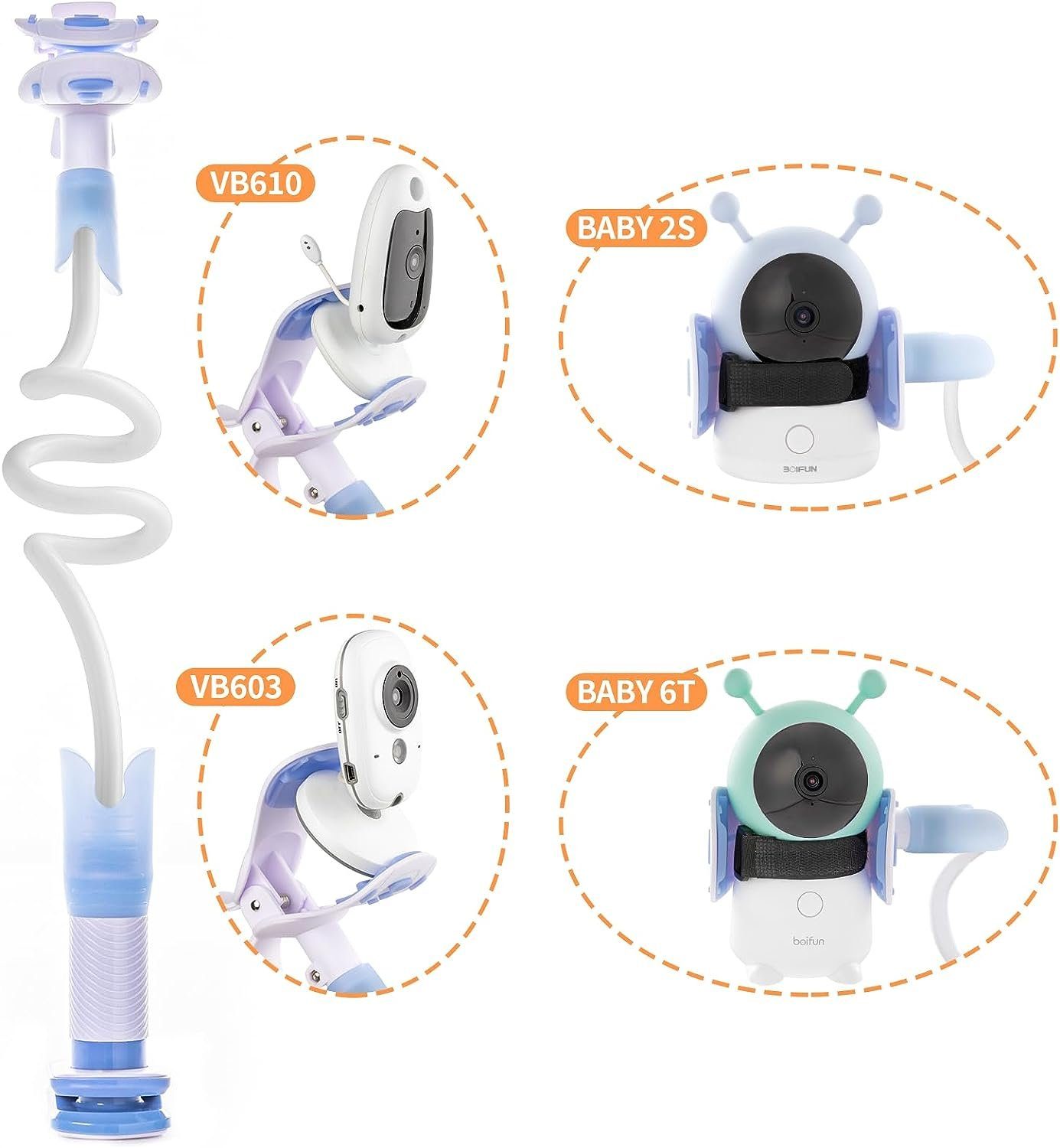 Boifun Babyphone Baby Monitor Halterung, Universelle Baby Kamerahalterung, 360 Grad drehbar,Sicher mit Riemen & Klemme an Möbeln befestigen, Kein Bohren erforderlich, Baby Monitor Clip,Baby Monitor Regalständer,ABS-Materialien