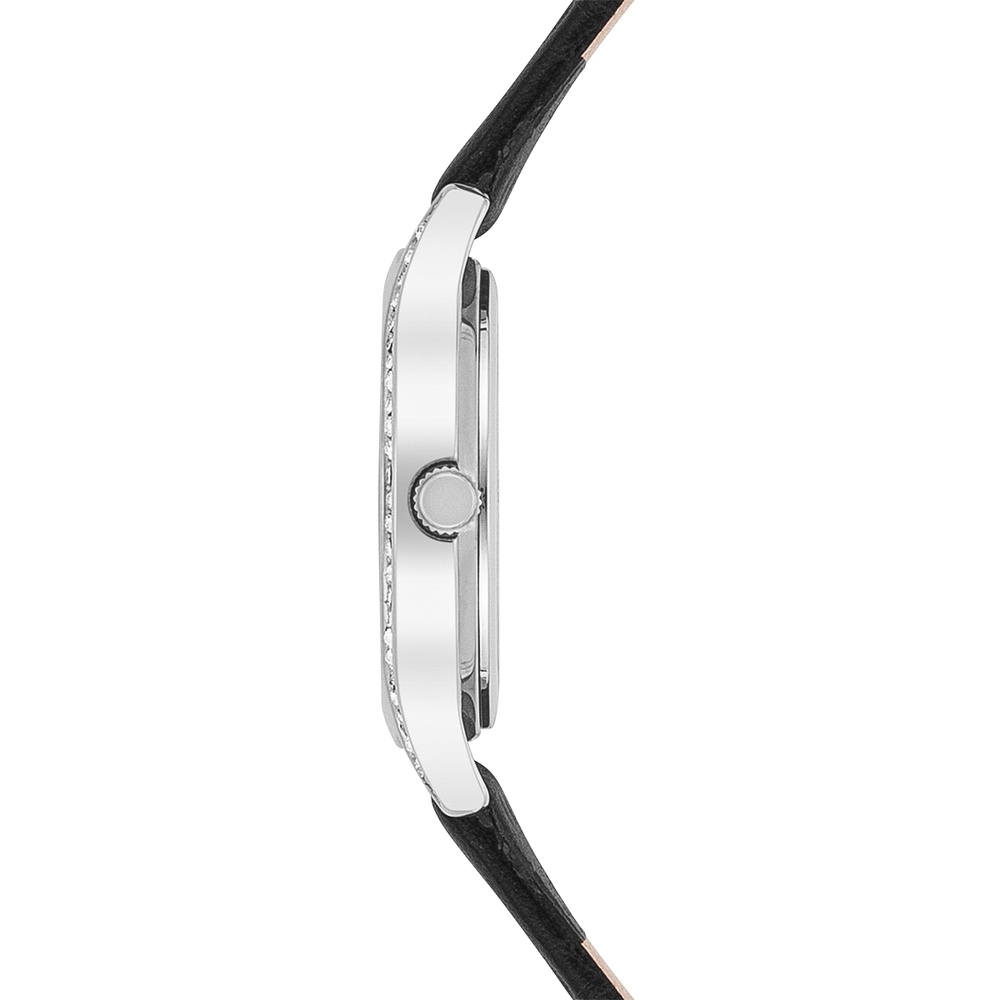 Trilani Montre à quartz en Cuir véritable en Noir Montre