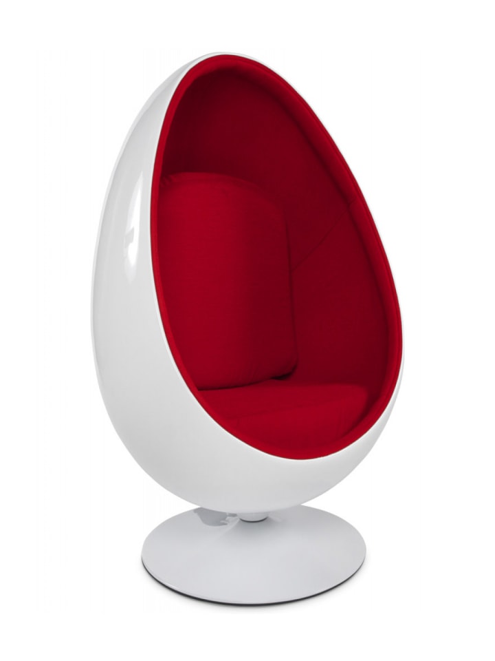 KADIMA DESIGN Wohnzimmer Eiersessel COCOON | Drehsessel 360° Rotation in Weiß-Rot günstig kaufen onesize