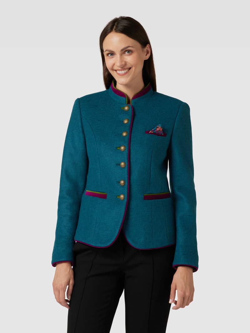 Blazer mit Stehkragen in petrol