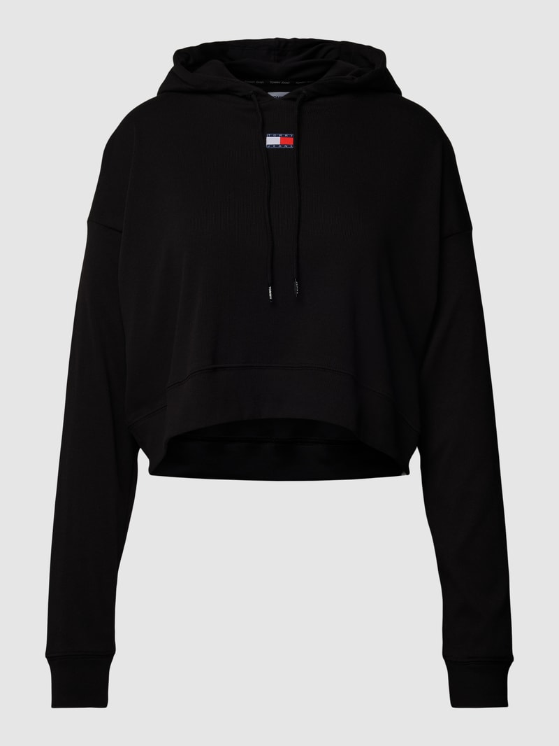 Cropped Hoodie mit Logo-Badge Modell 'HERITAGE' in schwarz