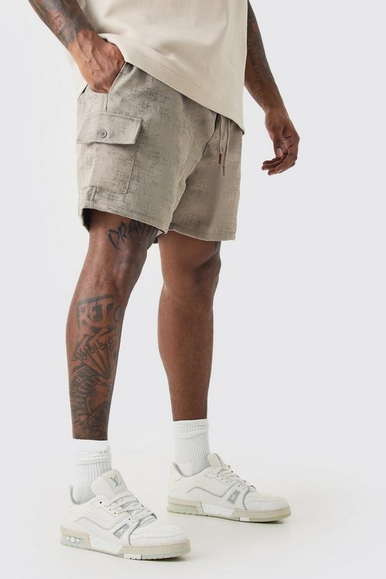 Plus strukturierte Cargo-Shorts mit elastischem Bund