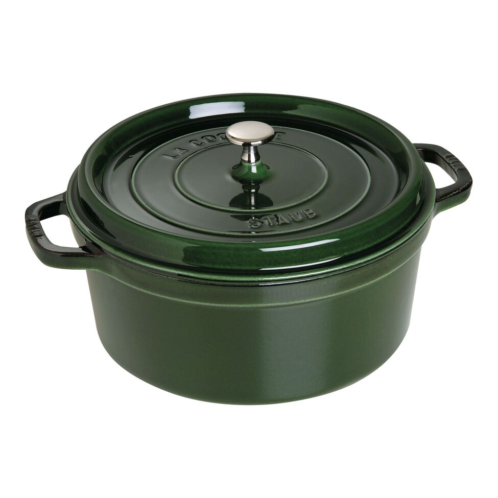 Cocotte 28 cm, rund, Basilikum-Grün, Gusseisen