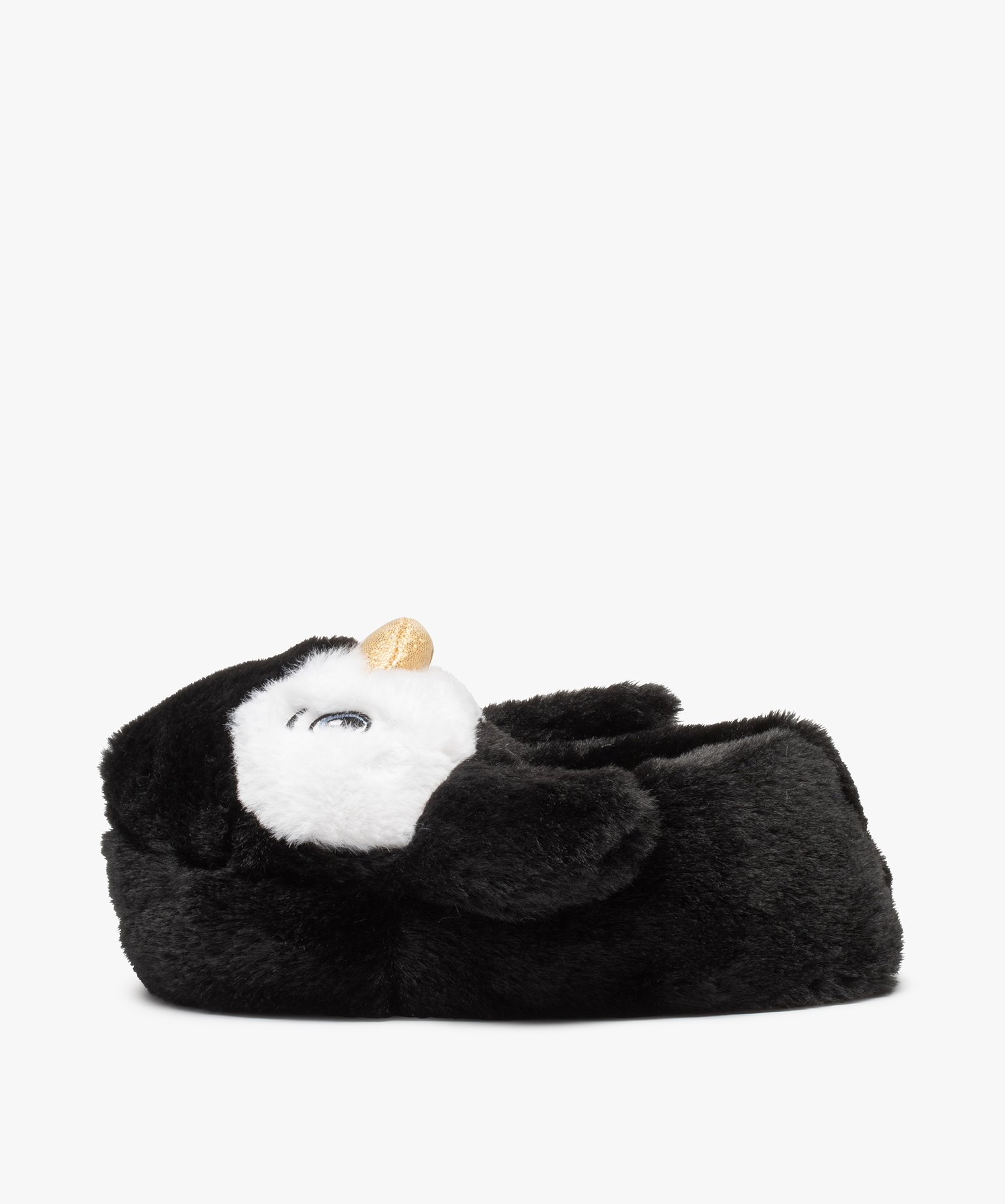 Chaussons fille 3D pingouin avec bec doré noir | GEMO