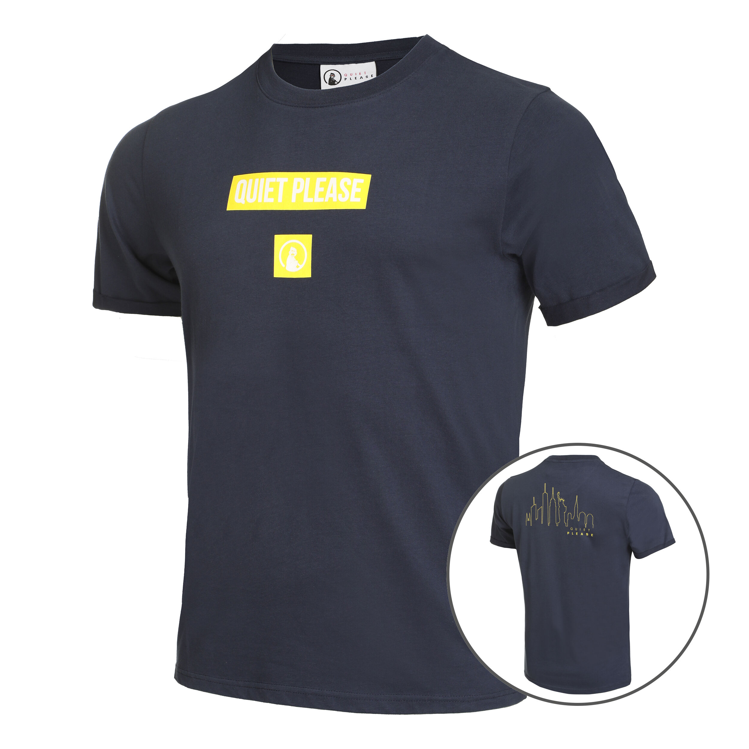 New York Skyline T-Shirt Herren - Blau, Gelb