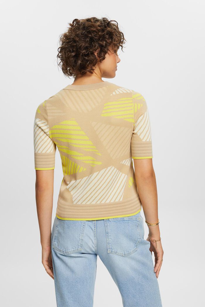 Kurzärmliger Jacquardpullover, Bio-Baumwolle