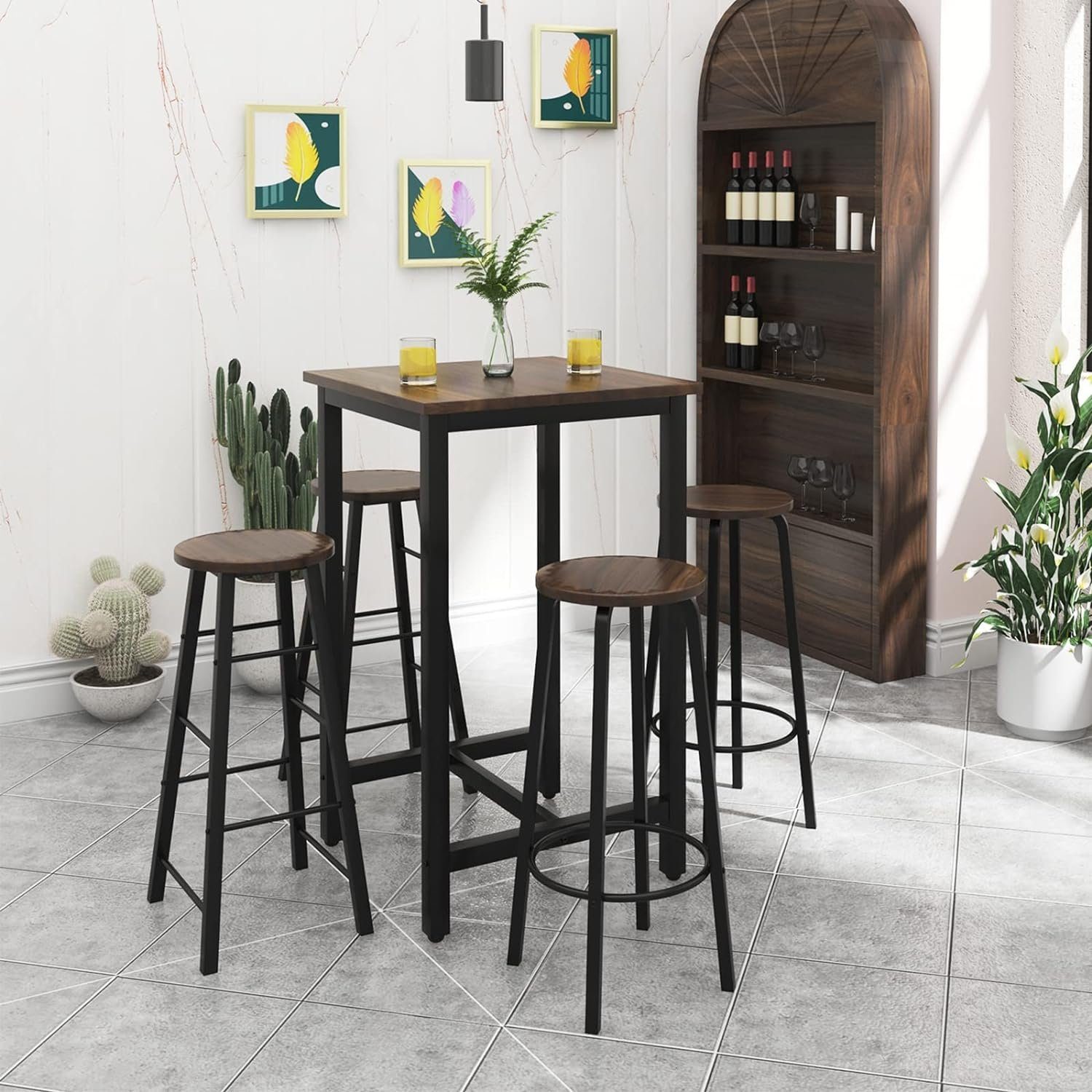 Woltu Bartisch (1-St), Bartisch aus Metallgestell, Tischplatte aus MDF
