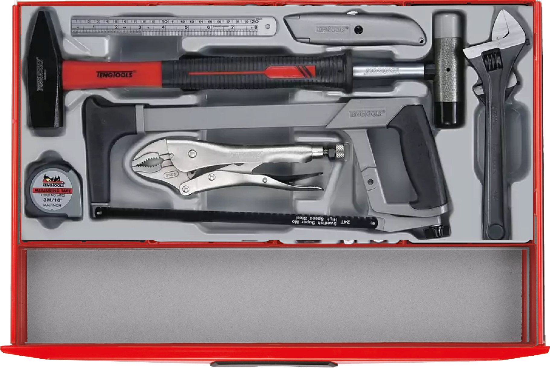 Teng Tools 122390195 TCMM498N10 Колица за алат црвени мини мастер сет 10 фиока